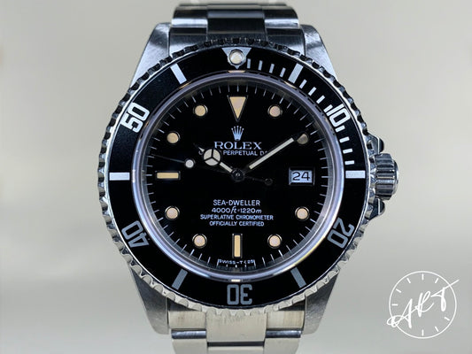 Vintage 1986 Rolex Sea-Dweller Black Dial Gorgeous Patina SS Auto Watch 16660 BP