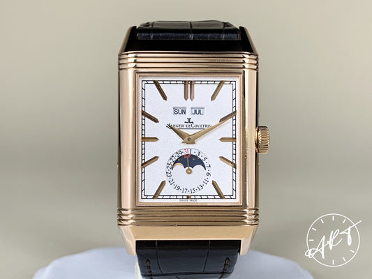 Jaeger-LeCoultre Reverso Triple Date Moonphase GMT 18K Pink Gold Watch BP