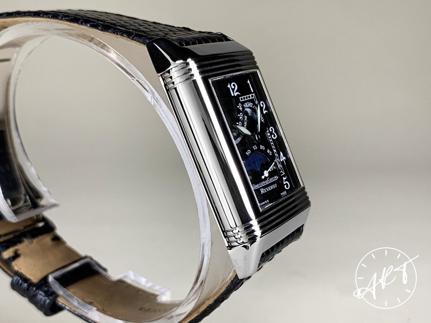 Jaeger-LeCoultre Reverso Grande Moonphase Day/Night Black Dial 18K WG Watch Q2753470 BP