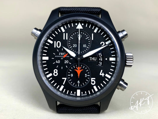 IWC Pilot's Double Chrono Black Dial Ceramic Auto Top Gun Watch IW379901 w/ B&P