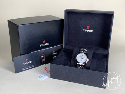 NEW Tudor Glamour Day-Date Silver Diamond Dial SS Auto Watch 56000-0006 w/ B&P