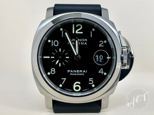 2004 Panerai PAM 164 Luminor Marina Black Dial Acciaio Auto Diver Watch PAM00164