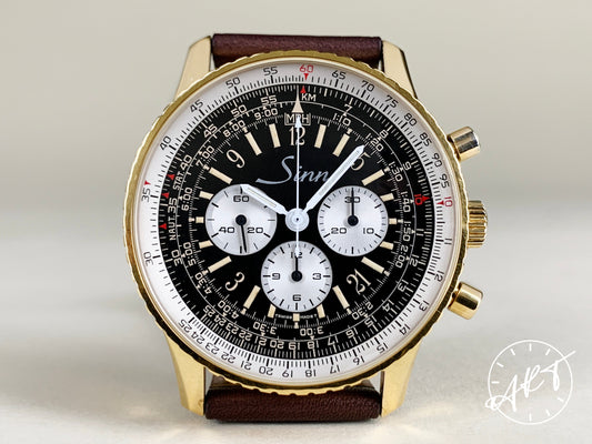 Sinn Navigation Chrono Inverted Panda Dial Gold Plated & SS Pilot Watch BP