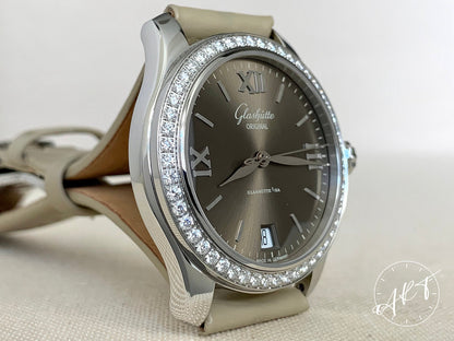 Glashütte Original Lady Serenade Diamond Bezel Brown Dial SS Ladies Watch BP