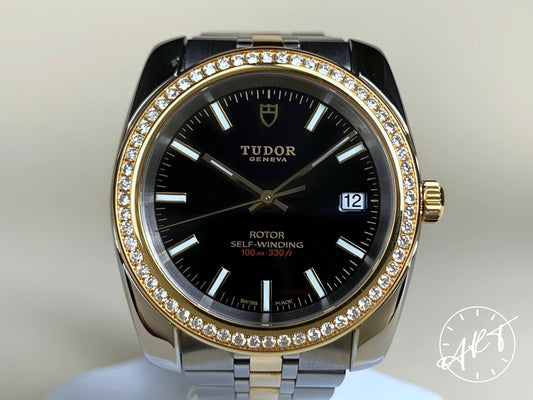 2020 Tudor Classic Date Black Dial Two-Tone 18K Gold & SS Auto Watch 21023 w/ BP