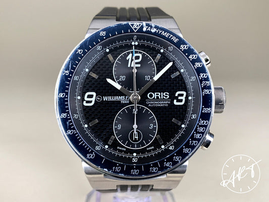 Oris Williams F1 Chronograph Black Carbon Fiber Dial SS Auto Watch w/ B&P