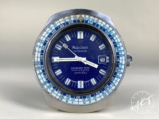 Vintage Jenny Caribbean 1500 for Philip Watch Hi-Beat Blue Dial SS Auto Watch