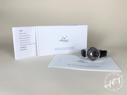 Breguet Tradition Black Dial 18K White Gold Manual Wind Watch 7057BB w/ Paper