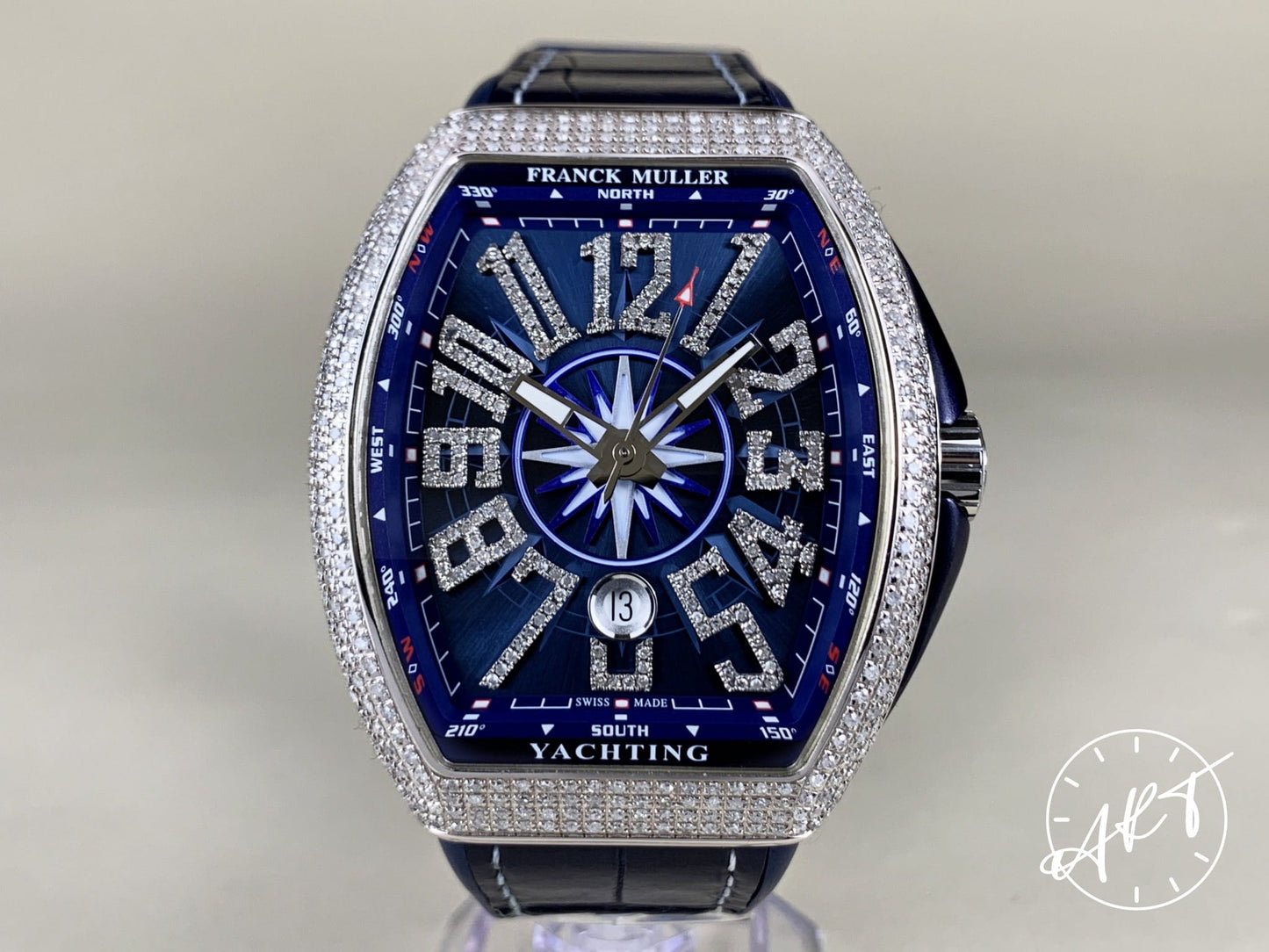 Franck Muller Vanguard Yachting Blue Diamond Dial SS Auto Watch V 45 SC DT