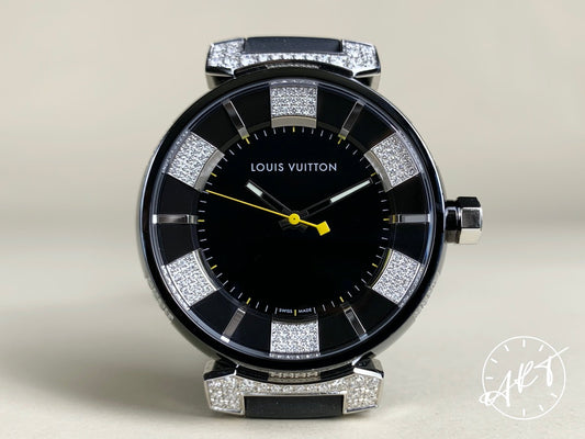 Louis Vuitton Tambour Black Dial PVD-Coated Stainless Steel Quartz Watch Q111Q