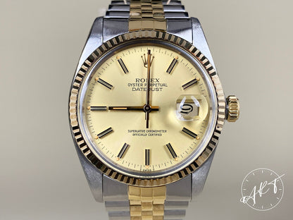 Vintage 1983 Rolex Oyster Perpetual Datejust Champagne Dial Two-Tone Watch 16013 BP