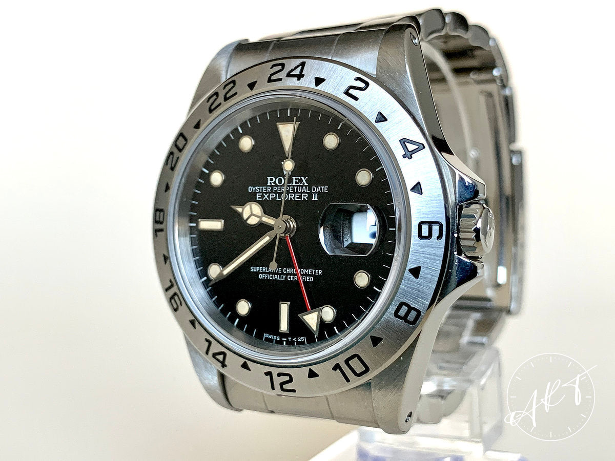 1995 Rolex Explorer II Black Dial Lume Matching Patina SS Field Watch 16570 BP