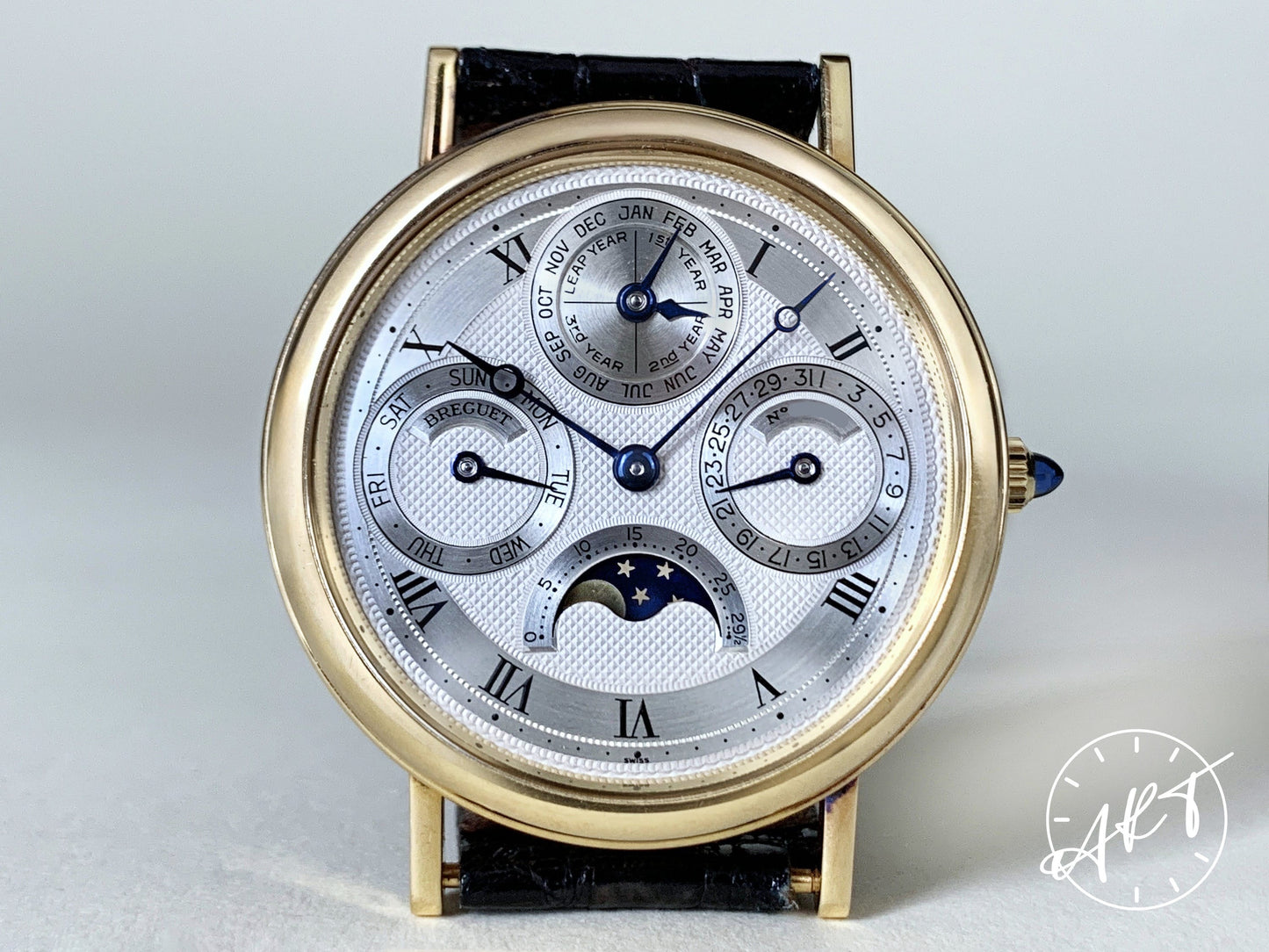 Breguet Classique Perpetual Calendar Moonphase Silver Dial 18K Gold Watch 3050BA w/ Papers