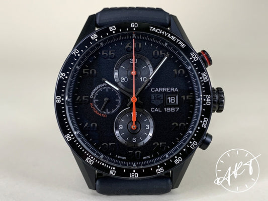 TAG Heuer Carrera Cal 1887 Chrono Black Dial Ceramic & Titanium Auto Watch w/ BP