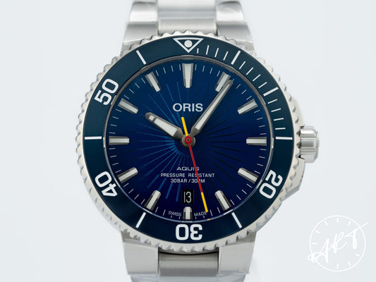 NEW Oris Aquis Date 41.5 Blue Dial SS Auto Sun Wukong Ltd Ed Diver Watch w/ B&P