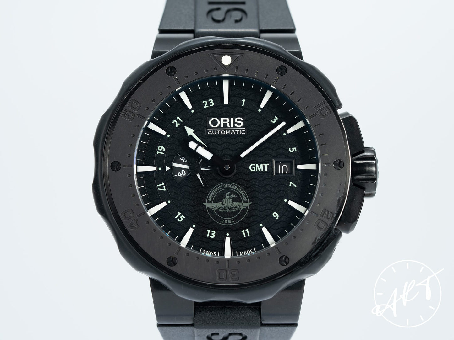 Oris Pro Diver GMT Black DLC Titanium Auto Force Recon Ltd Military Watch w/ Box