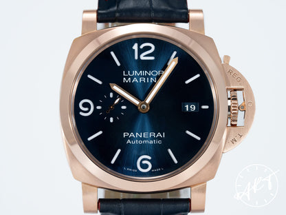 Panerai PAM 1112 Luminor 1950 Blue Dial Goldtech 18K RG Auto Watch PAM01112 BP