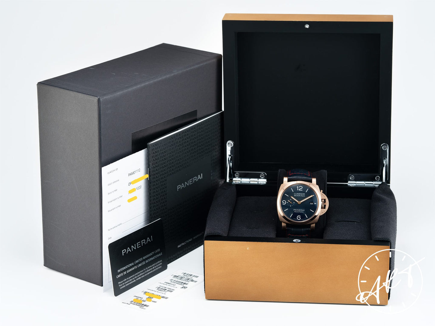 Panerai PAM 1112 Luminor 1950 Blue Dial Goldtech 18K RG Auto Watch PAM01112 BP