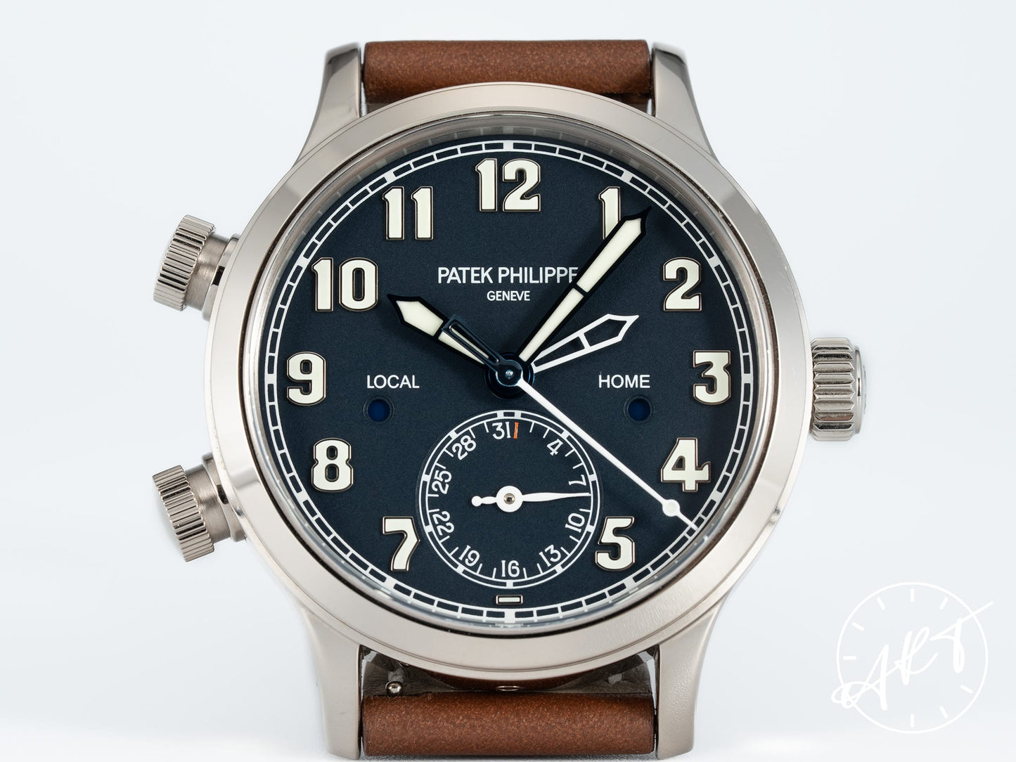 Patek Philippe Complications Calatrava Pilot Travel Time Day/Night Blue Dial 18K WG Watch 7234G BP