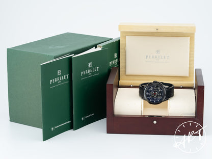 Perrelet Split-Second Chronograph Black PVD-Coated SS Auto Watch A1045 w/ B&P