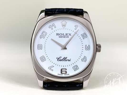 Rolex Cellini Danaos White Dial 18K White Gold Manual Wind Watch 4233