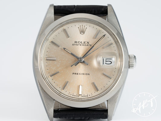 Vintage 1966 Rolex OysterDate Precision Silver Tropical Dial SS Watch 6694