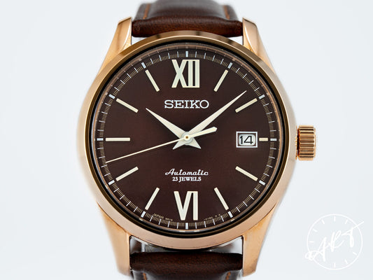 Seiko Presage Chocolate Dial RG Plated & SS Auto 300 Pcs Ltd Watch SARX008 w/ BP