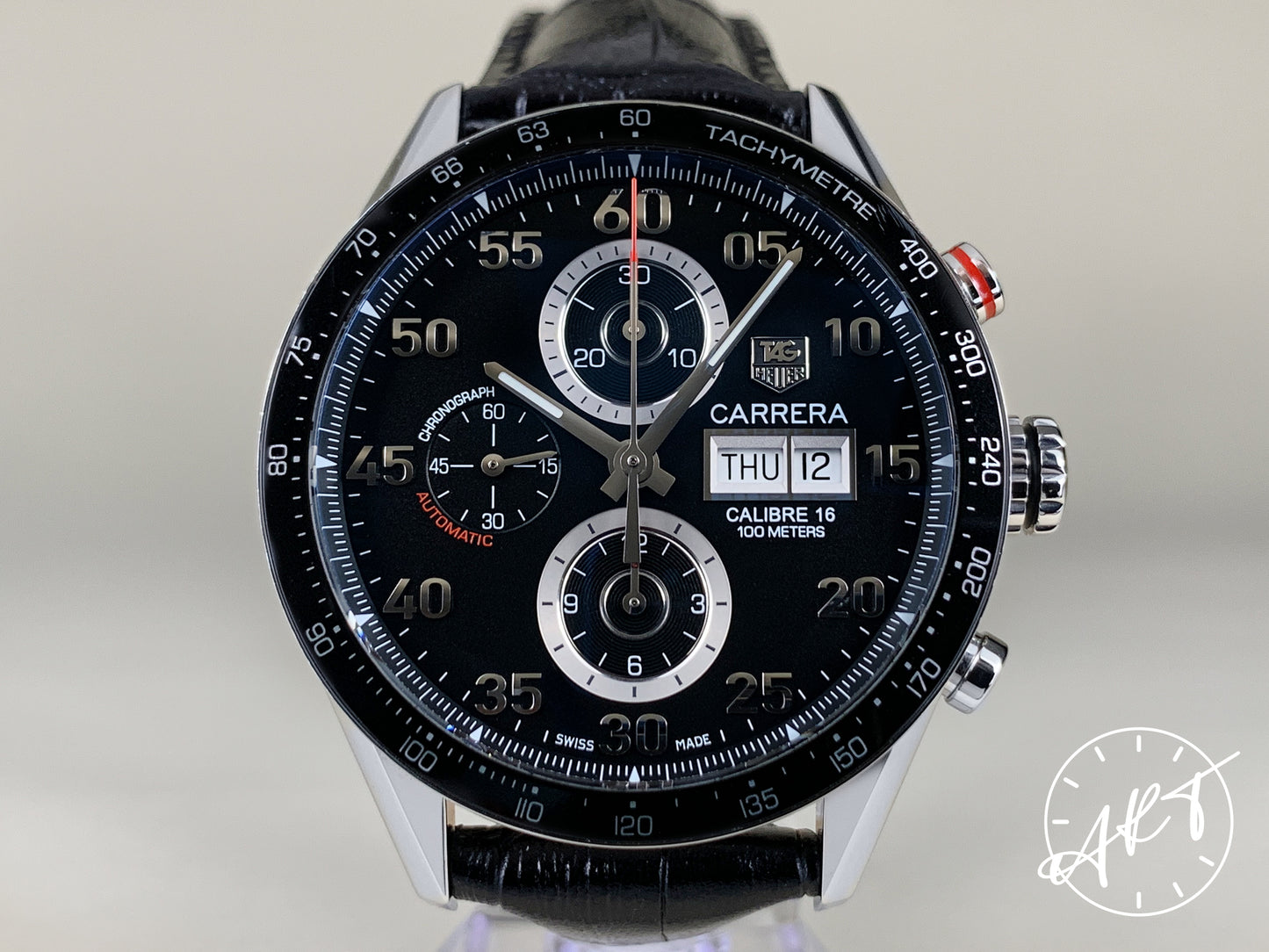 TAG Heuer Carrera Day-Date Chronograph Black Dial SS Auto Watch CV2A10