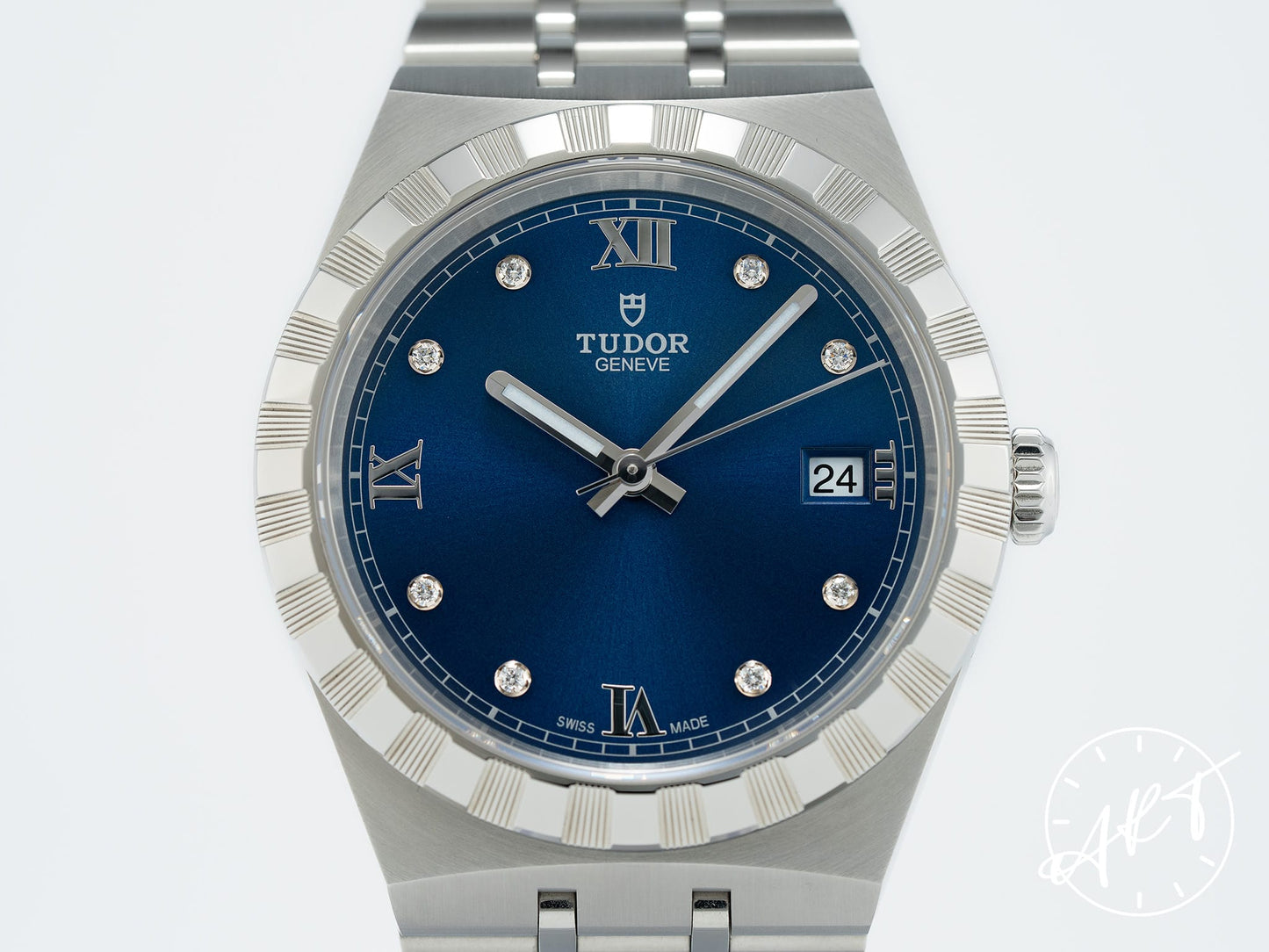 Tudor Royal Date Blue Diamond Dial Stainless Steel Auto Watch 28500 in FULL SET