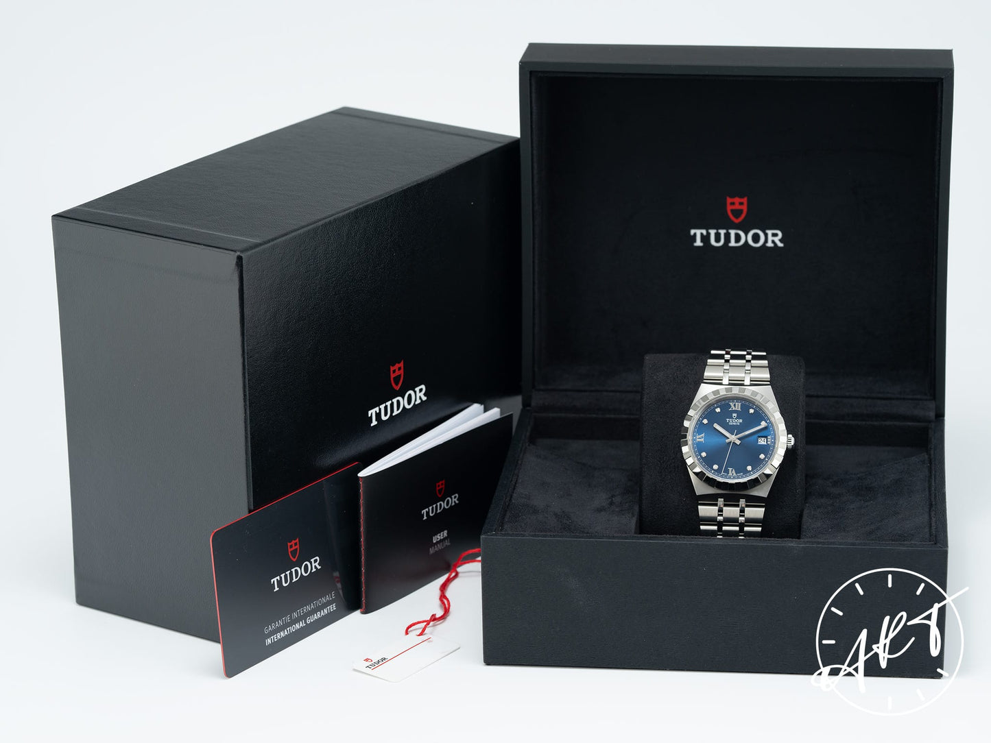 Tudor Royal Date Blue Diamond Dial Stainless Steel Auto Watch 28500 in FULL SET