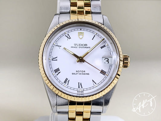 1992 Tudor Prince OysterDate White Roman Dial Two-Tone 18K Gold & SS Watch 72033