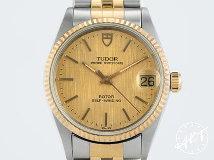 Tudor Prince Date Gold Linen Dial 18K Gold & Stainless Steel Auto Watch 72033