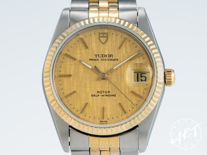 Tudor Prince Oysterdate Gold Linen Dial 18K Gold & Stainless Steel Auto Watch