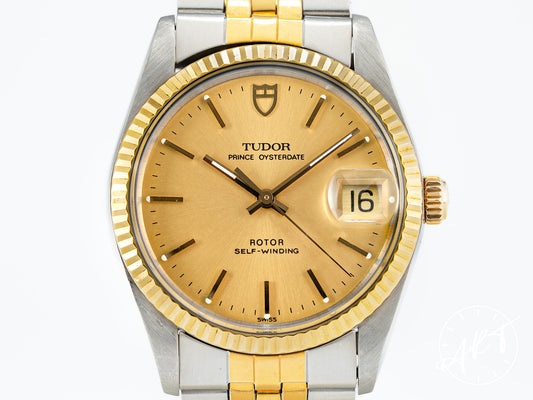 Tudor Prince Oysterdate Gold Dial 18K Gold & Stainless Steel Auto Watch 74033