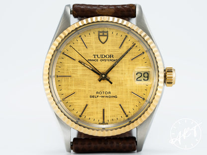 1985 Tudor Prince Oysterdate Gold Linen Dial 18K Gold & SS Auto Watch 75403