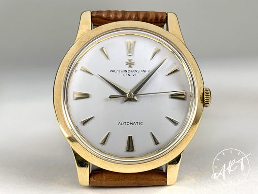 Vintage 1950s Vacheron Constantin Patrimony Silver Dial 18K Gold Auto Watch 6038